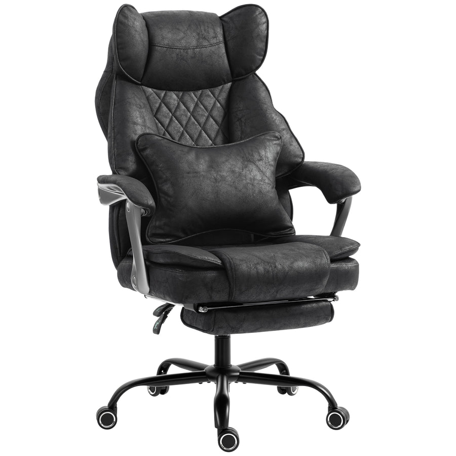 HOMCOM Executive Office Chair, Leathaire Big and Tall Office Chair 180 kg with Wide Seat, Reclining, Lumbar Support, Black