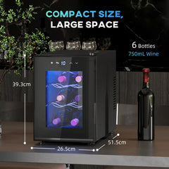 HOMCOM Six Bottle 8-18 degrees C Countertop Wine Fridge - Black