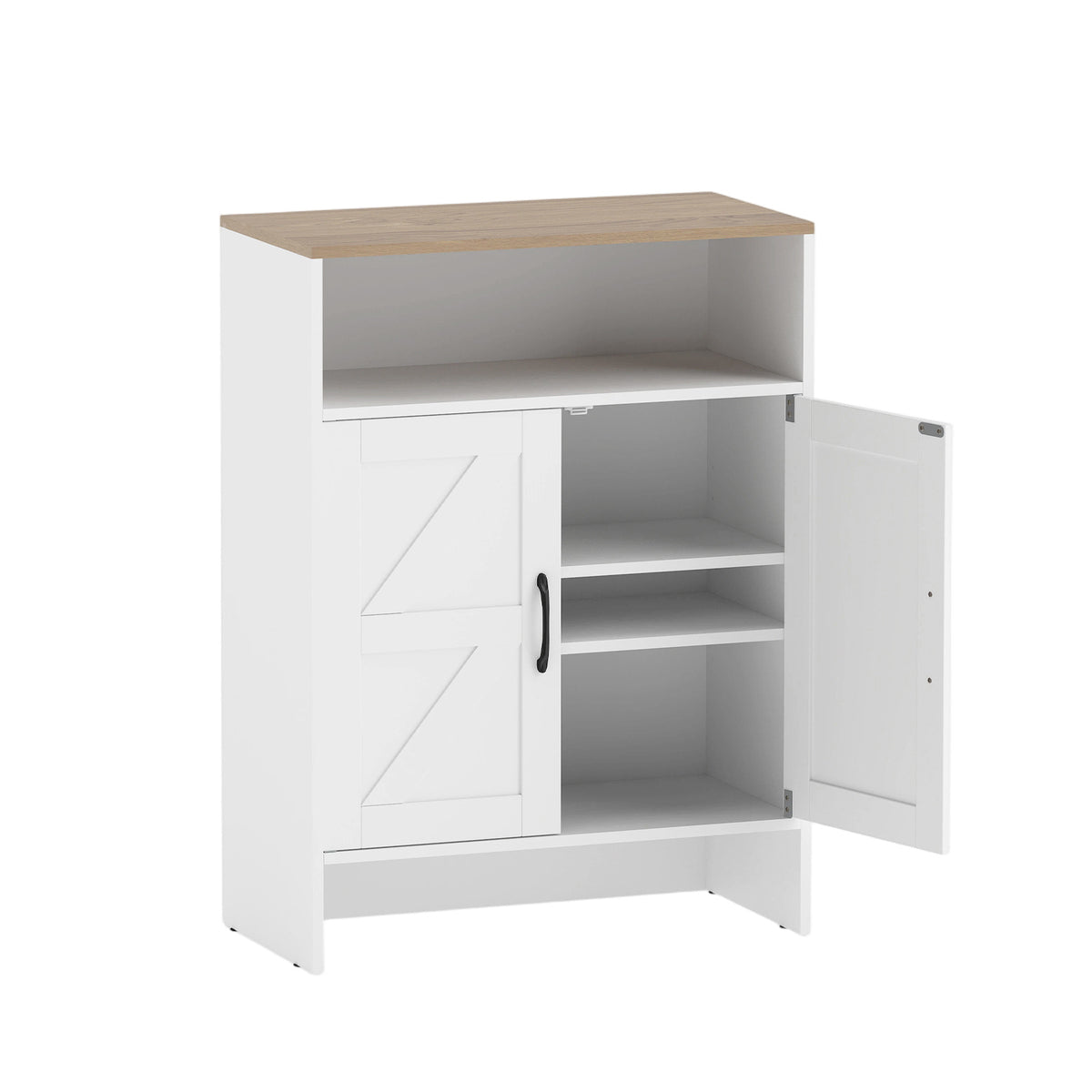 Shoe Cabinet with 2 Barn Doors and Adjustable Shelves for Entryway-White