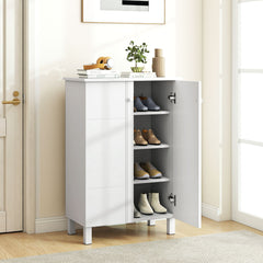 Shoe Storage Cabinet with Removable Shelves and 2 Doors for Entryway-White