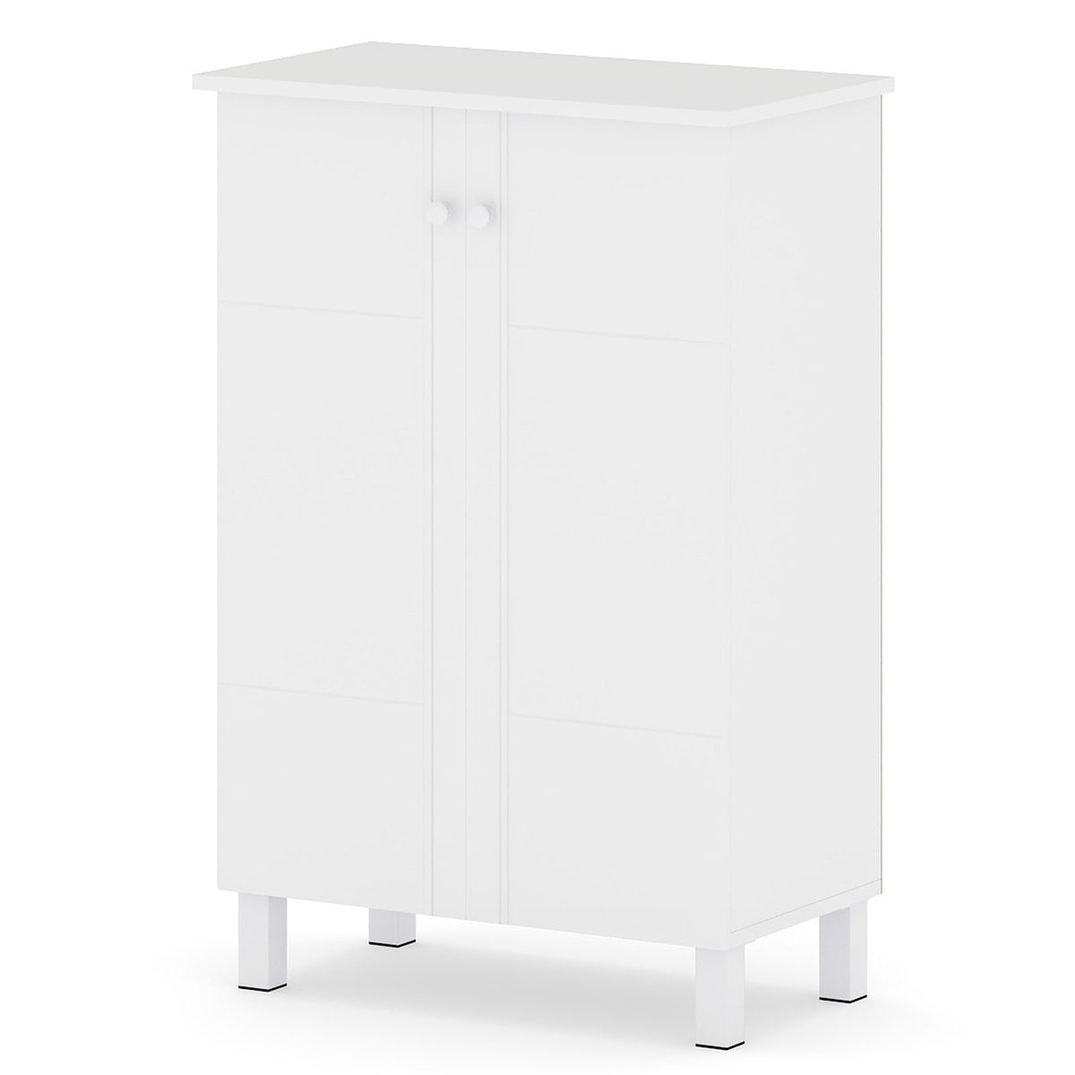 Shoe Storage Cabinet with Removable Shelves and 2 Doors for Entryway-White