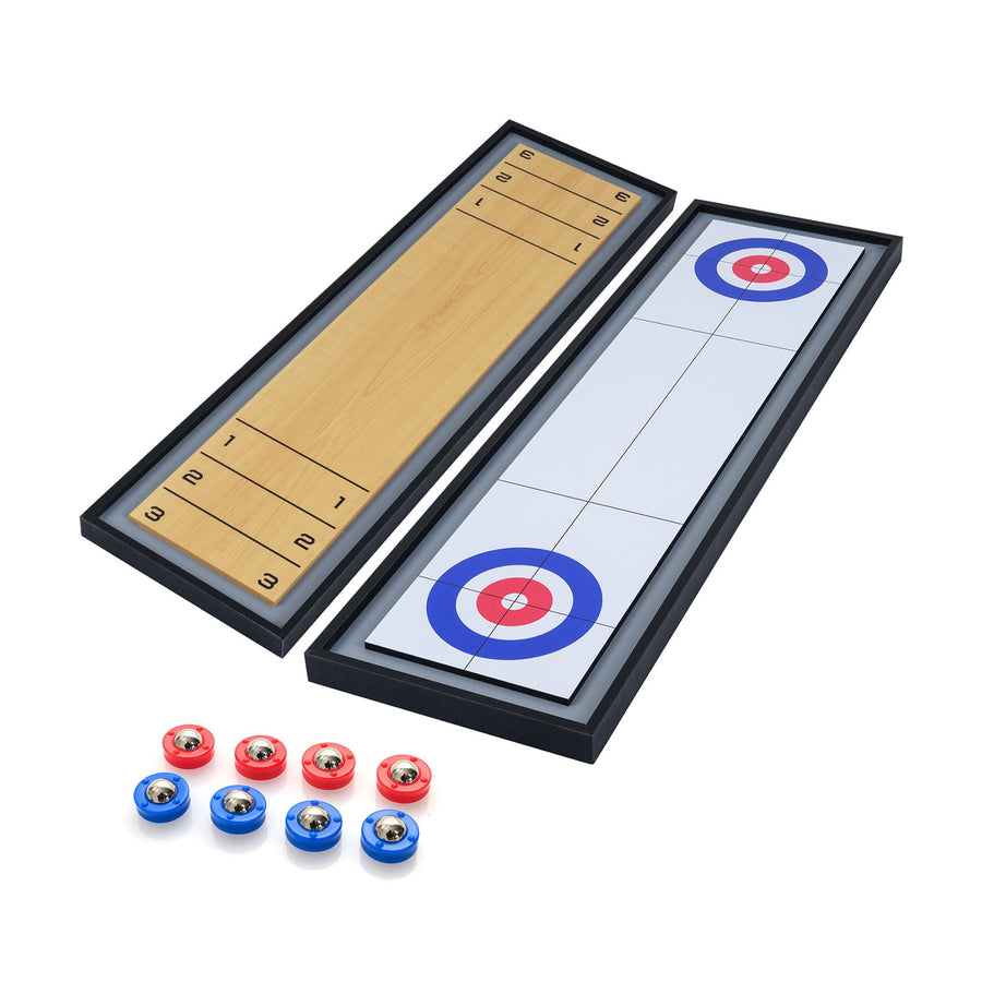 Shuffleboard and Curling 2 in 1 Board Game with 8 Rolling Pucks [Best Seller in the US]