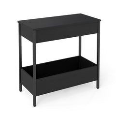 Side Table with 2 Storage Shelves and 2 Removable Tabletops for Living Room-Black
