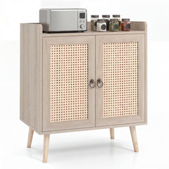 Sideboard Buffet Cabinet with 2 Doors Adjustable Shelf and Pine Wood Legs-Natrual