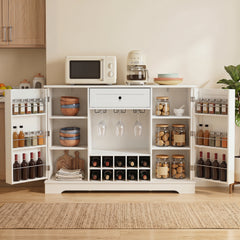 Sideboard Cabinet 120 CM Kitchen Storage Cabinet with Door Shelves-White