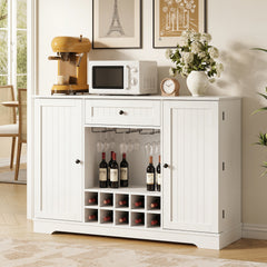 Sideboard Cabinet 120 CM Kitchen Storage Cabinet with Door Shelves-White