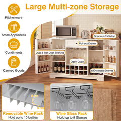 Sideboard Cabinet 120 CM Kitchen Storage Cabinet with Door Shelves-White