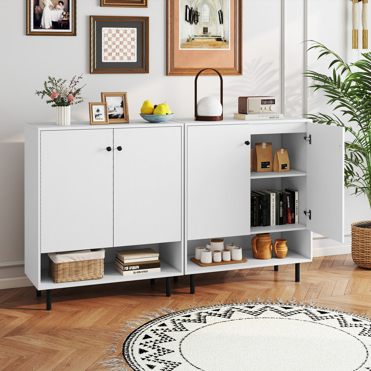 Sideboard Buffet Cabinet 2-Door Kitchen Storage Cabinet for Dining Room Living Room-White