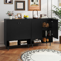 Sideboard Buffet Cabinet 2-Door Kitchen Storage Cabinet for Dining Room Living Room-Black