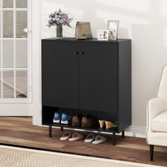 Sideboard Buffet Cabinet 2-Door Kitchen Storage Cabinet for Dining Room Living Room-Black