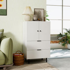 Sideboard Buffet Cabinet 2-Door Serving Cupboard Buffet Table Display Cabinet-White