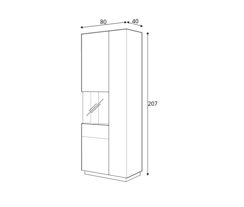 Silke 12 Tall Display Cabinet 80cm
