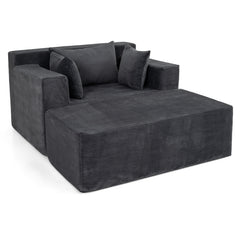 Single Foam Sofa with Ottoman and Pillows Bean Bag Chair No Assembly-Grey