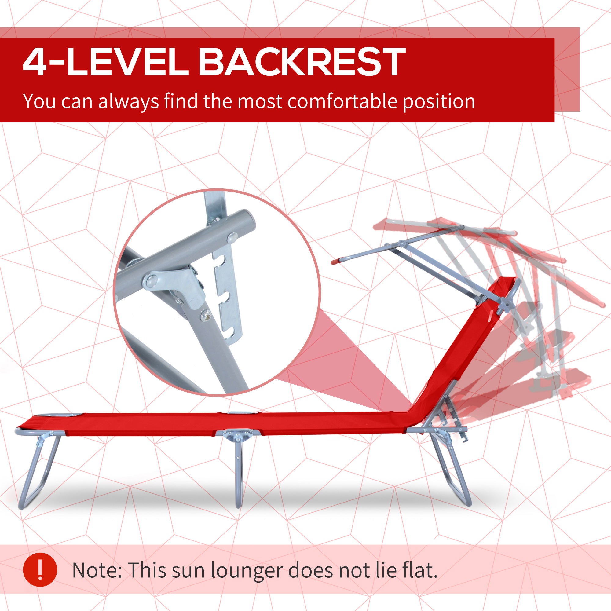 Outsunny Folding Sun Lounger, Lounge Chairs Reclining Sleeping Bed with Adjustable Sun Shade Awning for Beach, Patio