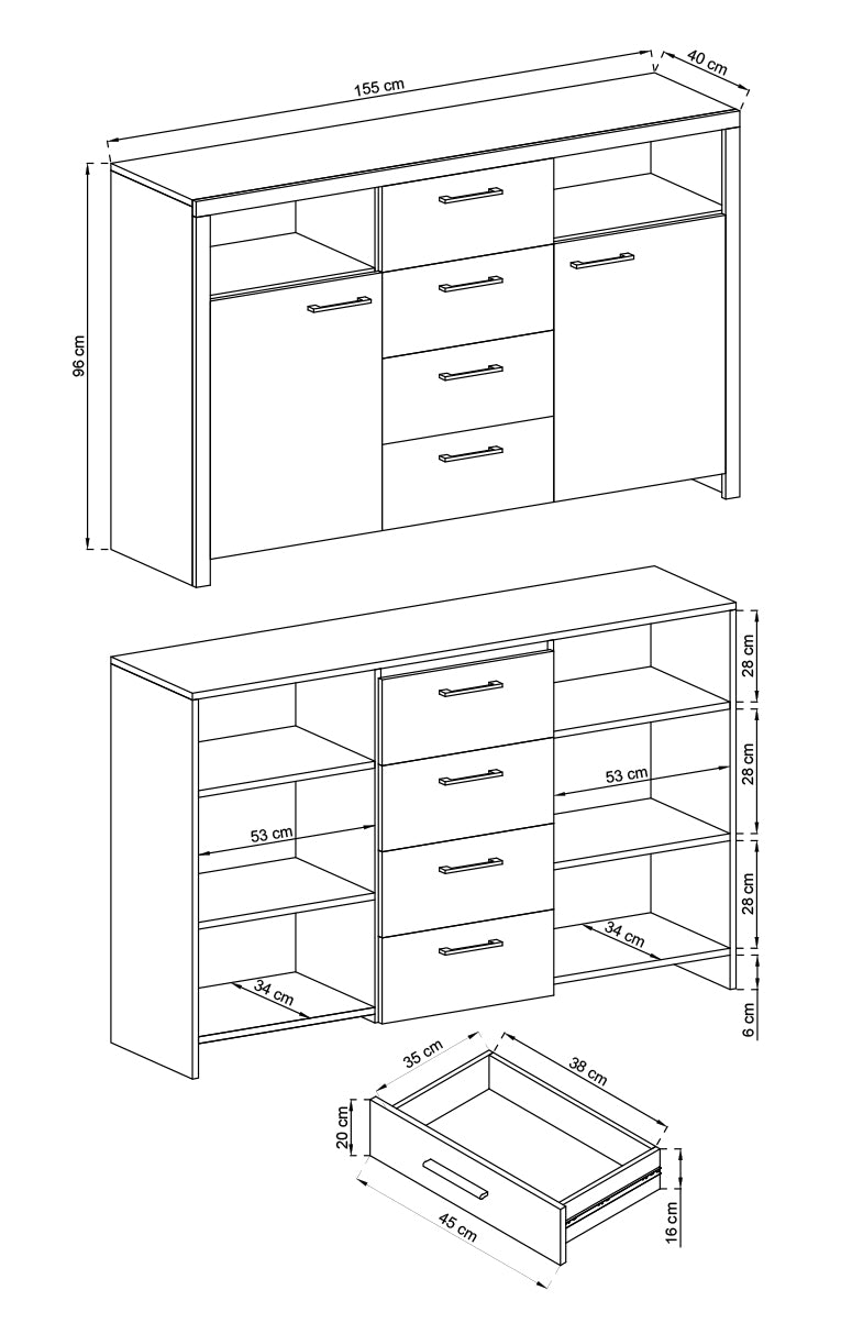 Sky Sideboard Cabinet 155cm
