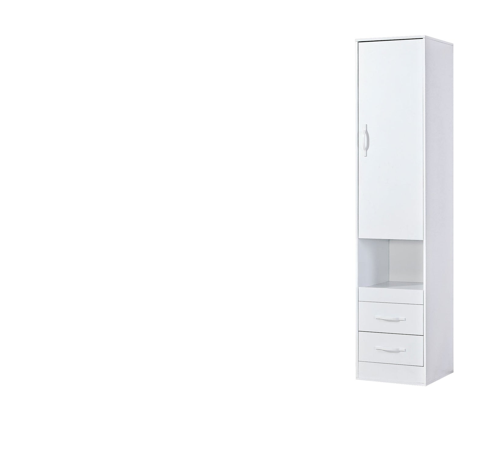 SPACEO Tall Storage Cabinet White / White Handles