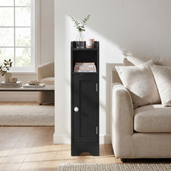 Small Bathroom Storage Cabinet with Door and Adjustable Shelves-Black