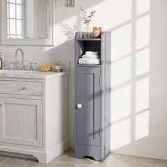 Small Bathroom Storage Cabinet with Door and Adjustable Shelves-Grey