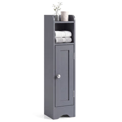 Small Bathroom Storage Cabinet with Door and Adjustable Shelves-Grey