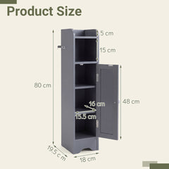 Small Bathroom Storage Cabinet with Door and Adjustable Shelves-Grey