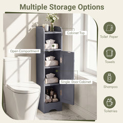 Small Bathroom Storage Cabinet with Door and Adjustable Shelves-Grey