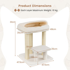 Small Cat Tree for Indoor Cats with Sisal Scratching Posts-White