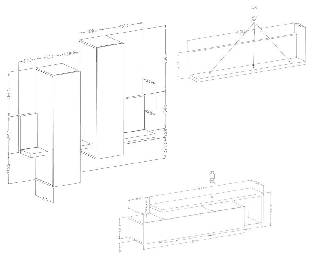 Bota Entertainment Unit For TVs Up To 75"