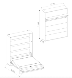 BC-12 Vertical Wall Bed Concept 160cm With Storage Cabinets and LED