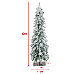 Snow-Flocked Slim Pencil Christmas Tree with 11 Lighting Modes-4FT