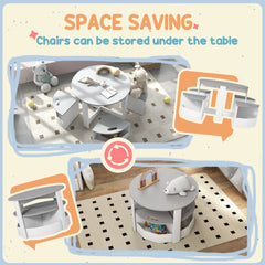 AIYAPLAY Five-Piece Kids Table and Chairs Set with Storage, for Ages 3-8 Years, Grey
