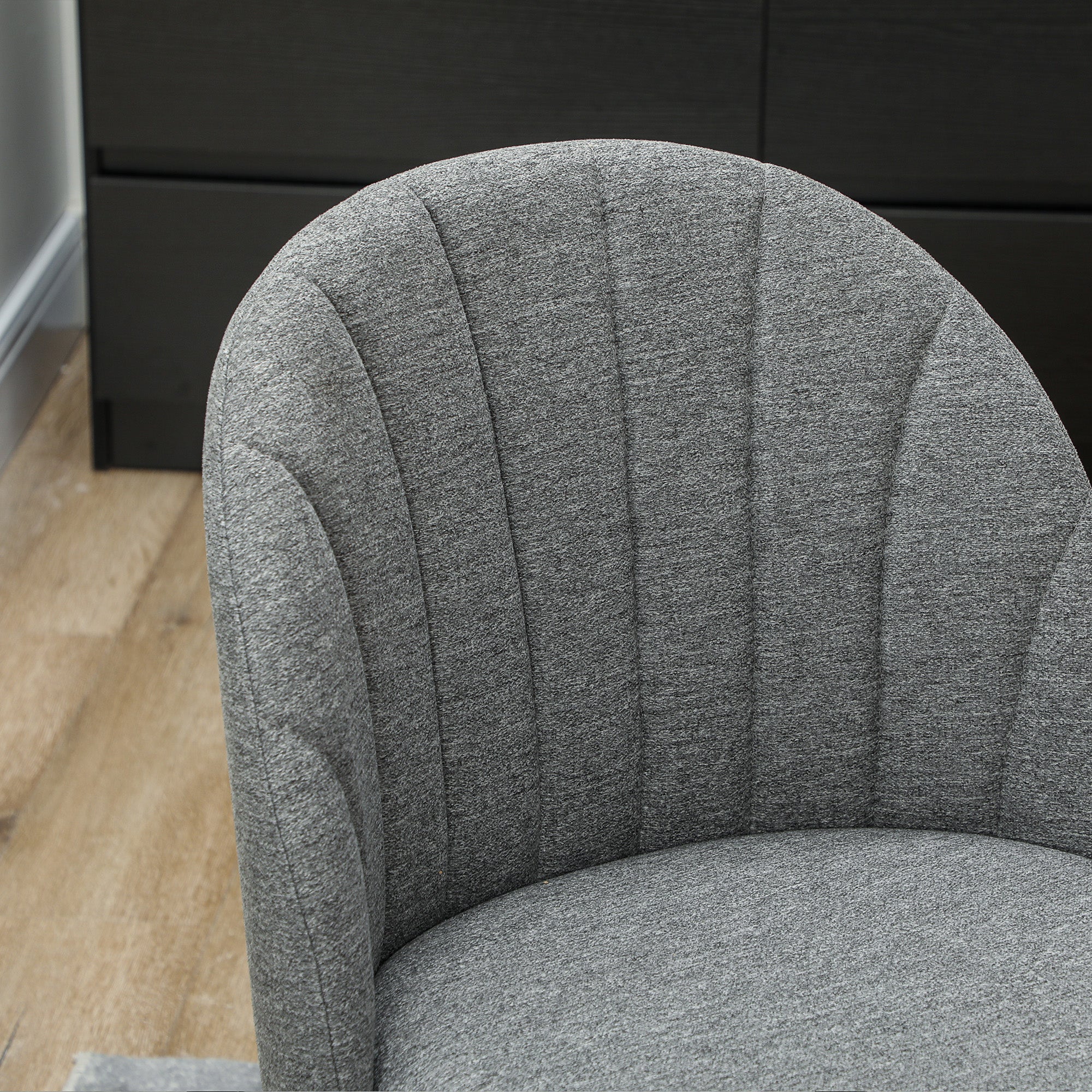 HOMCOM Dining Chairs Set of 2, Modern Upholstered Kitchen Chairs with Metal Legs, Shell Backrest and Padded Seat for Dining Room, Bedroom, Living Room, Vanity, Grey