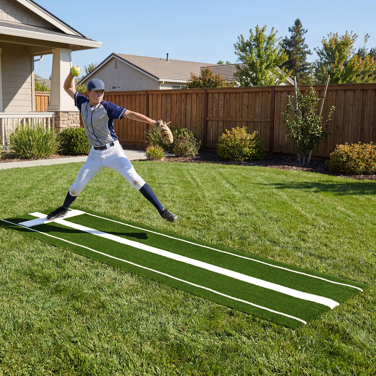 Softball Pitching Mat 10 x 3 FT Softball Training Aid with Pitching Mound-Green