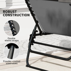 Outsunny Set of Two Reclining Sun Loungers - Charcoal Grey