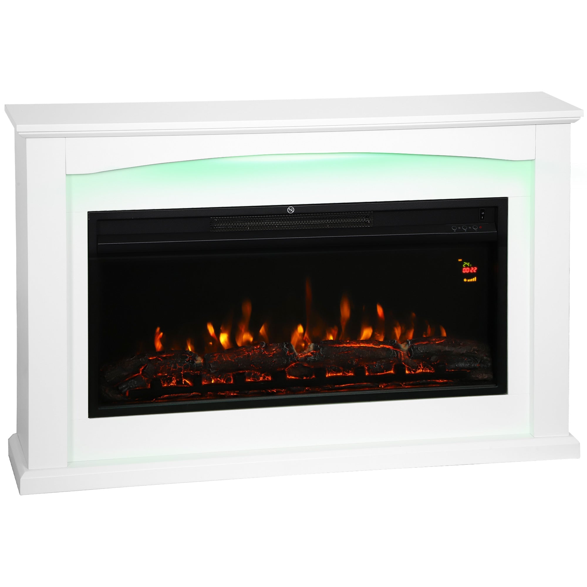 HOMCOM 2000W 5118 BTU Faux Flame Fireplace - White