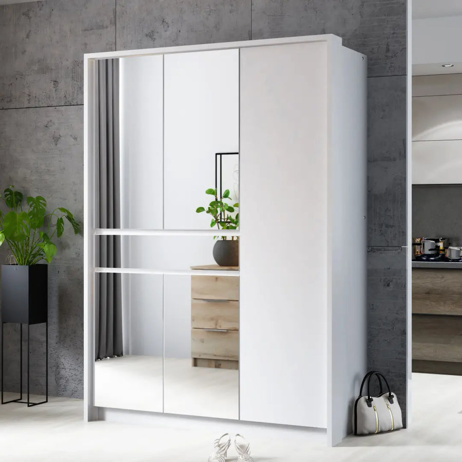 Split Hinged Door Wardrobe 157cm in White