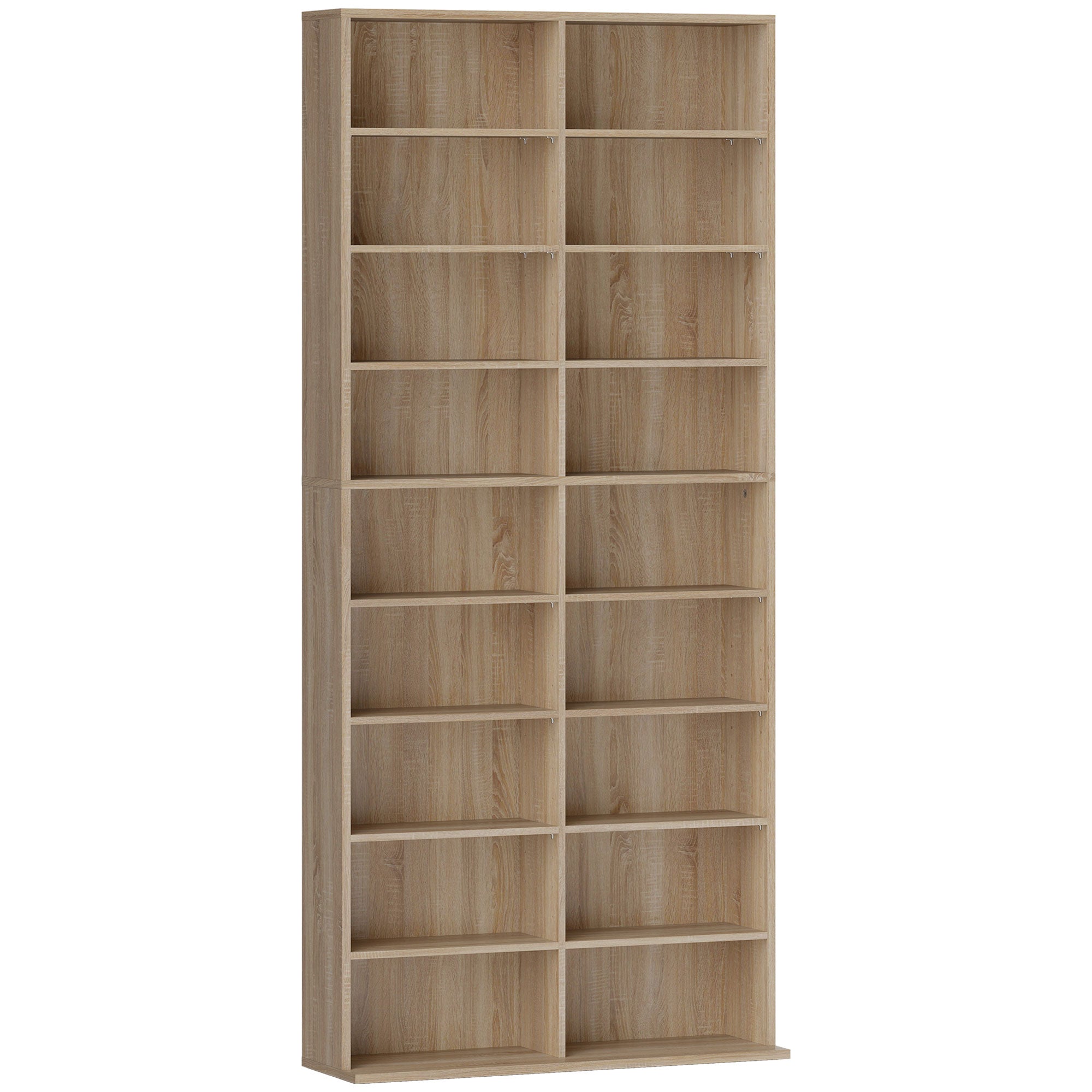 HOMCOM 640 CD Storage Tower - Nature Wood Finish