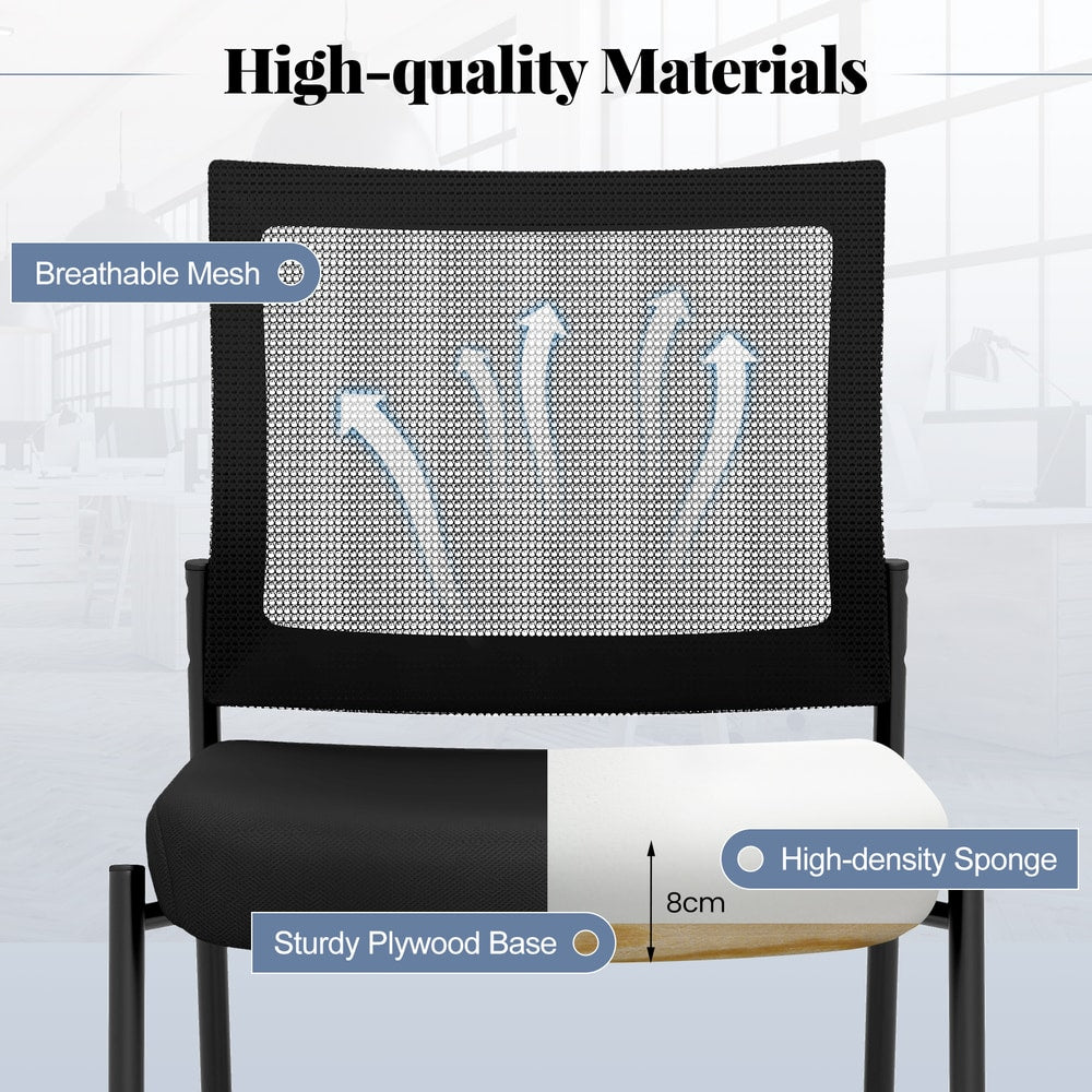The office chairs highlighting the mesh backrest and the sponge seat cushion construction