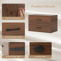 Stackable 2-Drawer Dresser with Anti-scratch Pads and Anti-tipping Devices-Walnut