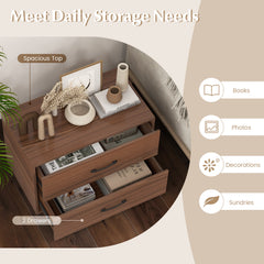 Stackable 2-Drawer Dresser with Anti-scratch Pads and Anti-tipping Devices-Walnut