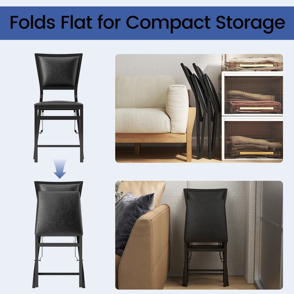 Demonstration of how the dining chairs fold flat for storage