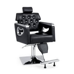 Adjustable Swivel Barber Chair with Padded Backrest in Black