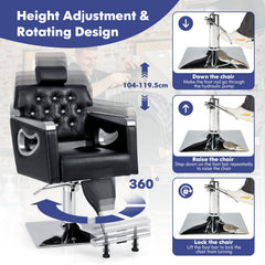 Adjustable Swivel Barber Chair with Padded Backrest in Black, image 5