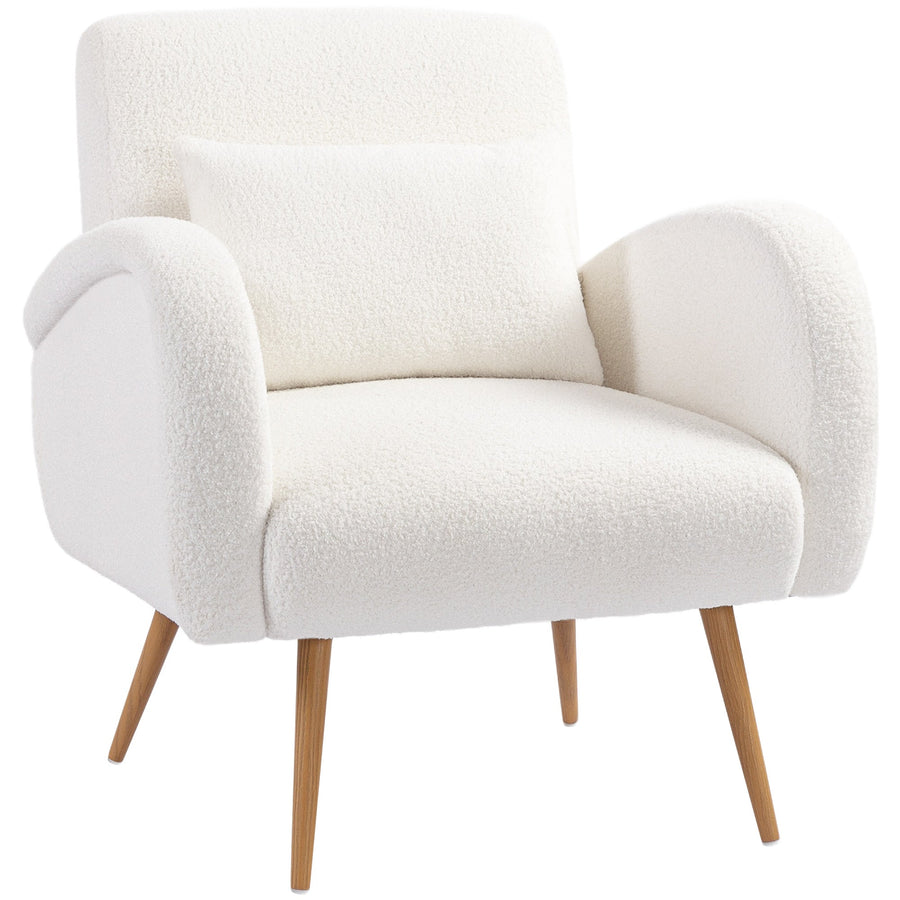 HOMCOM Teddy Fleece Accent Chair - Cream White