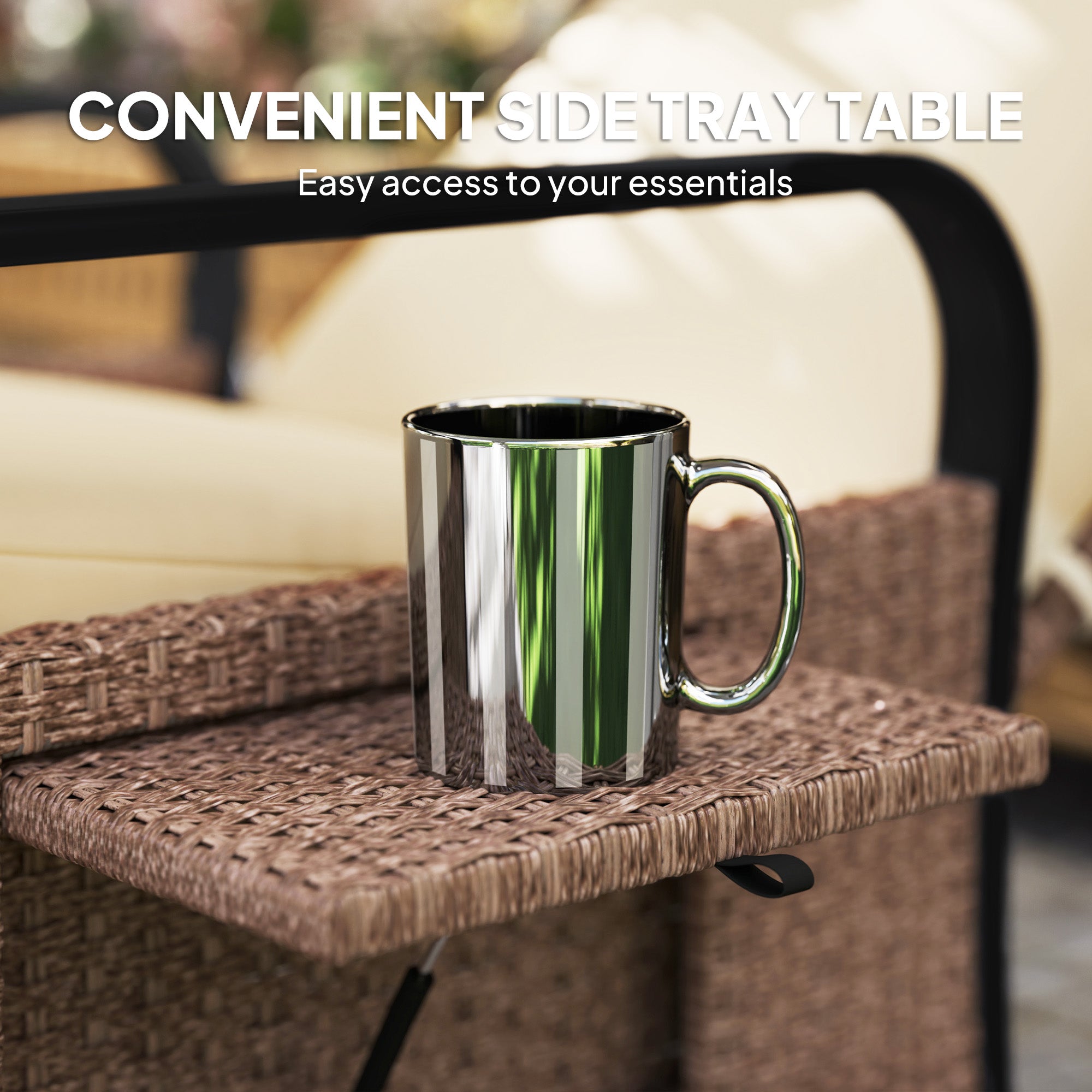 Outsunny 140√Ç¬∞ Reclining Rattan Armchair - Brown/Khaki