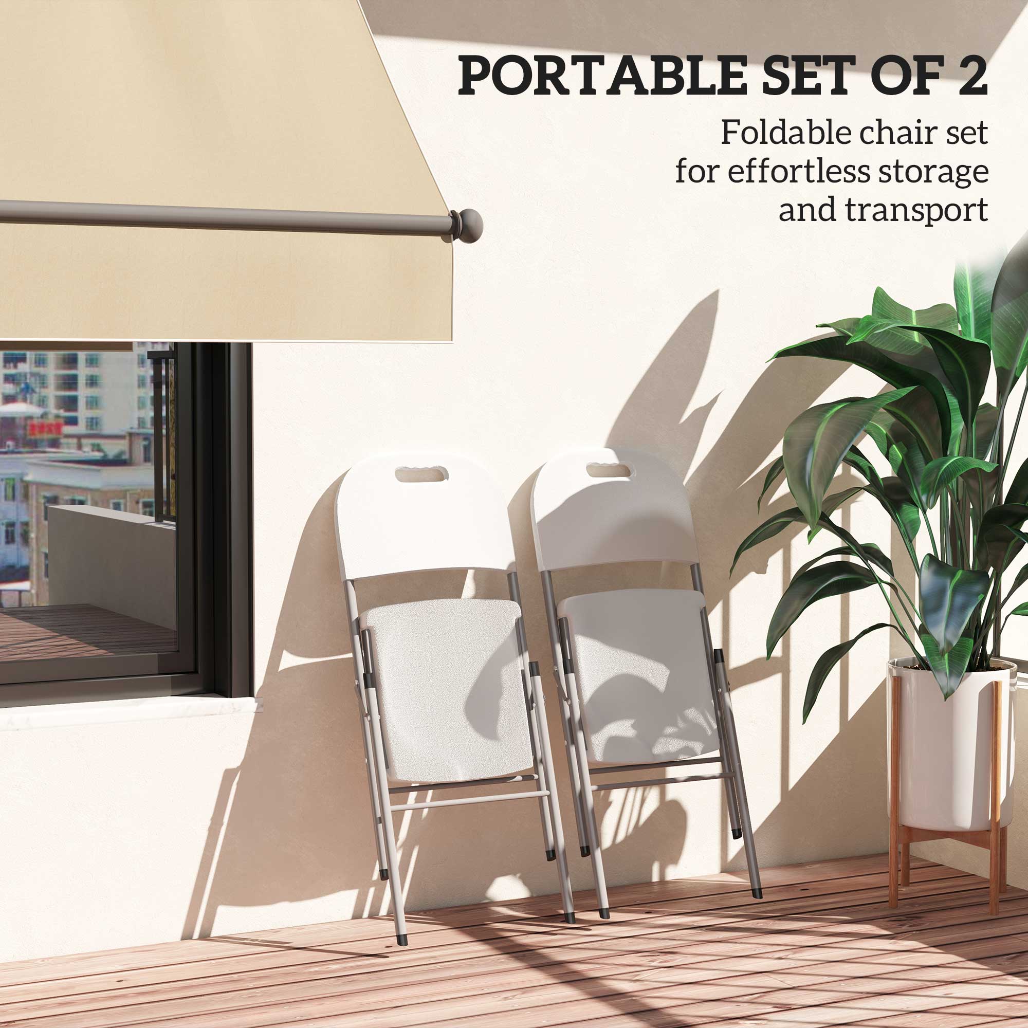 Outsunny Set of Two Foldable Outdoor Chairs - White
