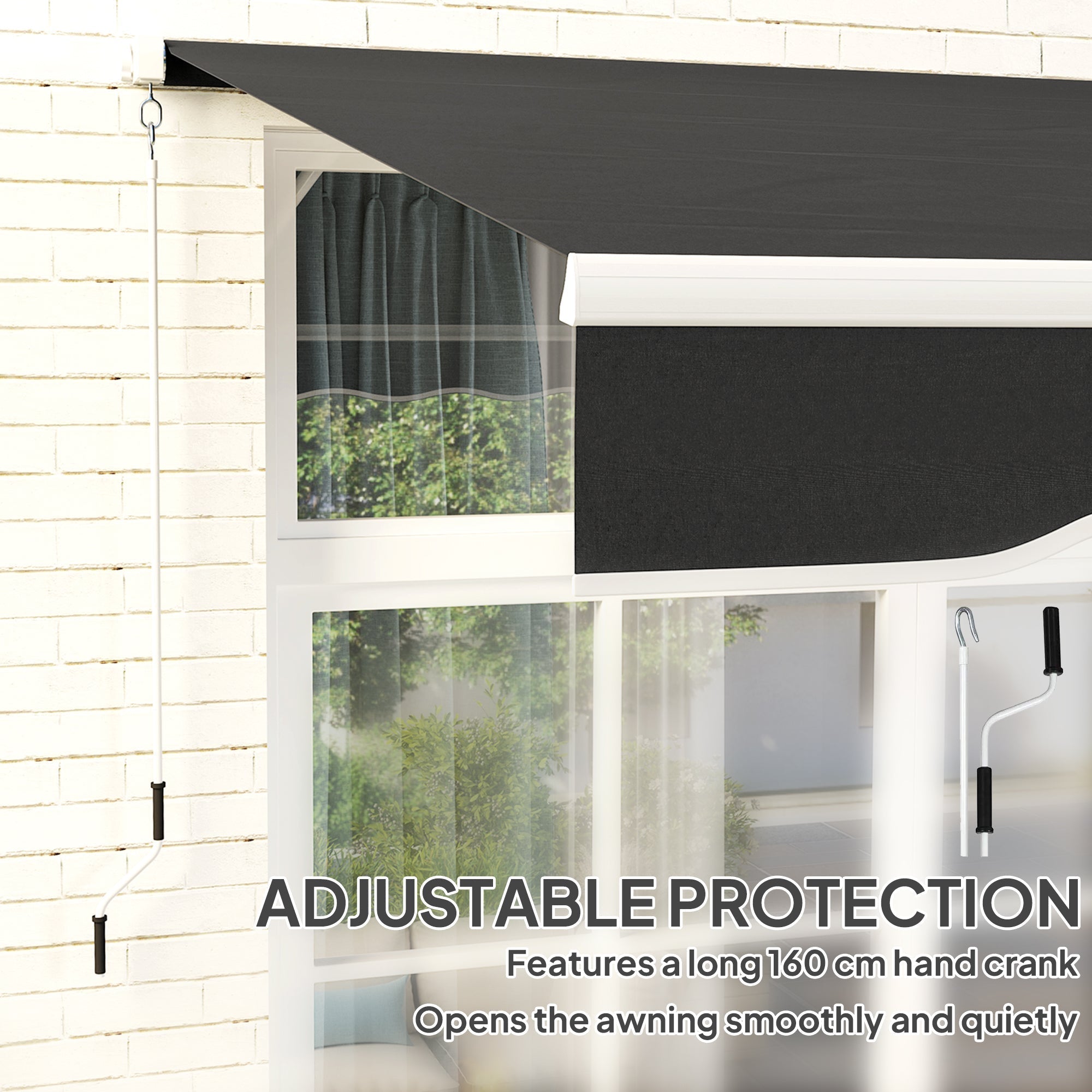 Outsunny Garden Retractable Awning - Black
