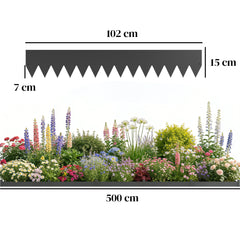 Outsunny 5pcs Garden Fence, Metal Picket Fence Panels, 115x15cm, Black
