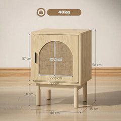 HOMCOM Rattan Bedside Table for Bedroom - Natural Wood