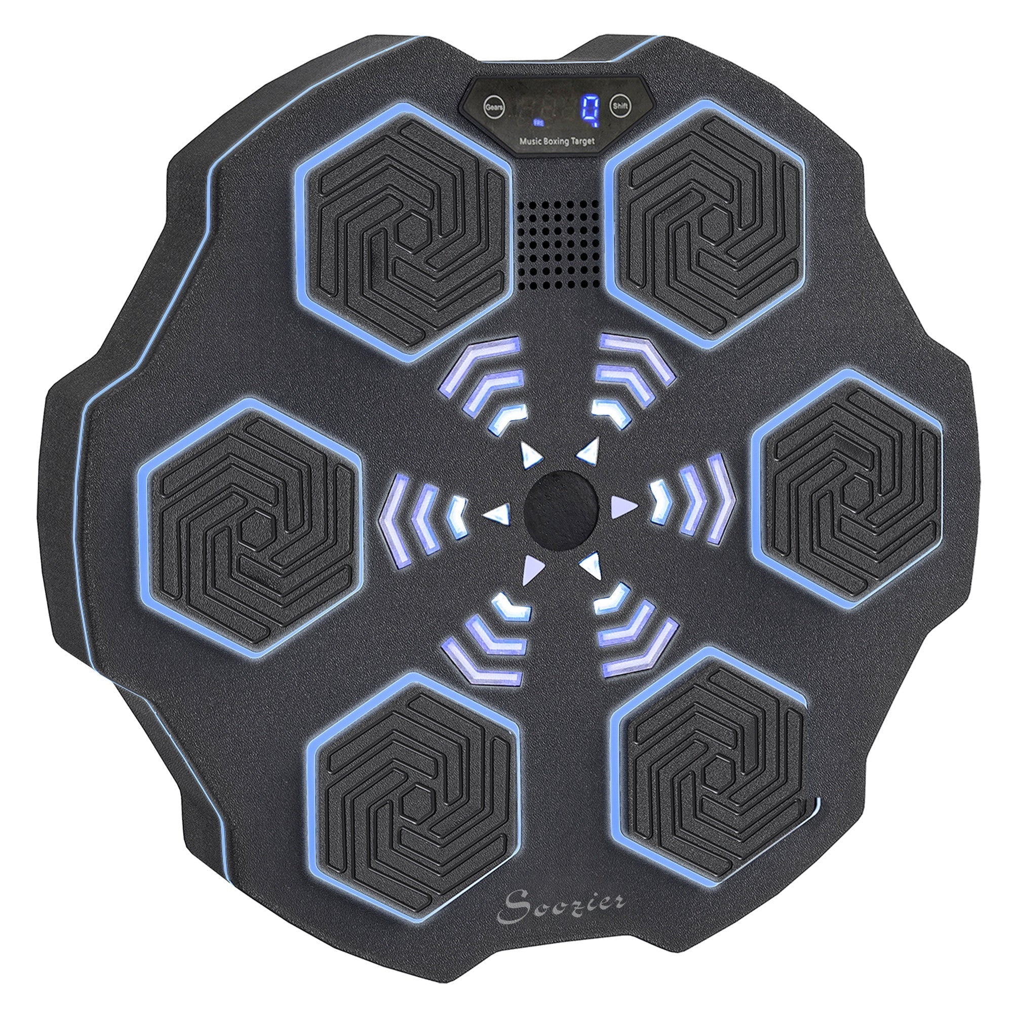 SPORTNOW Music Boxing Machine, Smart Bluetooth Boxing Machine Wall Mounted with 9 Speeds & Modes, LED Lights, Punching Pad for Adults, Black