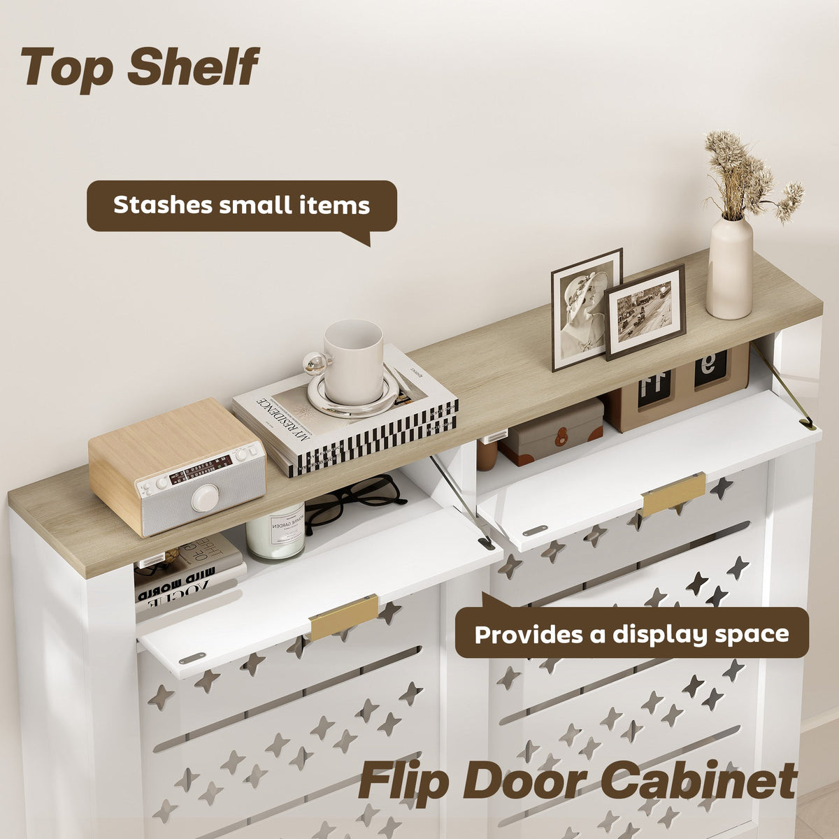 HOMCOM 108 x 19 cm Minimal Radiator Cover, with 2 Drawers - White